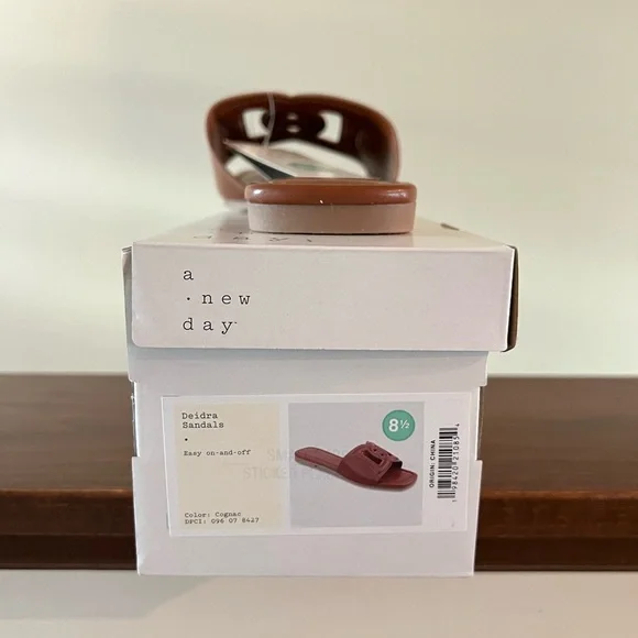 Women's Deidra Slide Sandals - A New Day™ Cognac Memory Foam Insole, Slip On - Picture 10 of 10